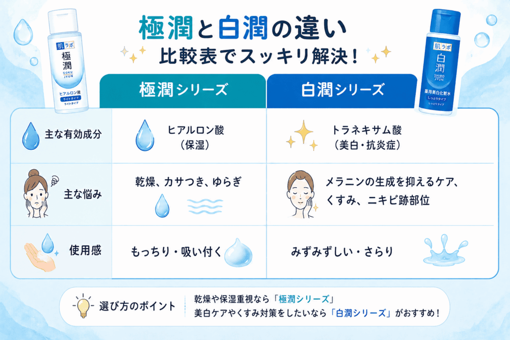 極潤と白潤の違いを比較表で解決