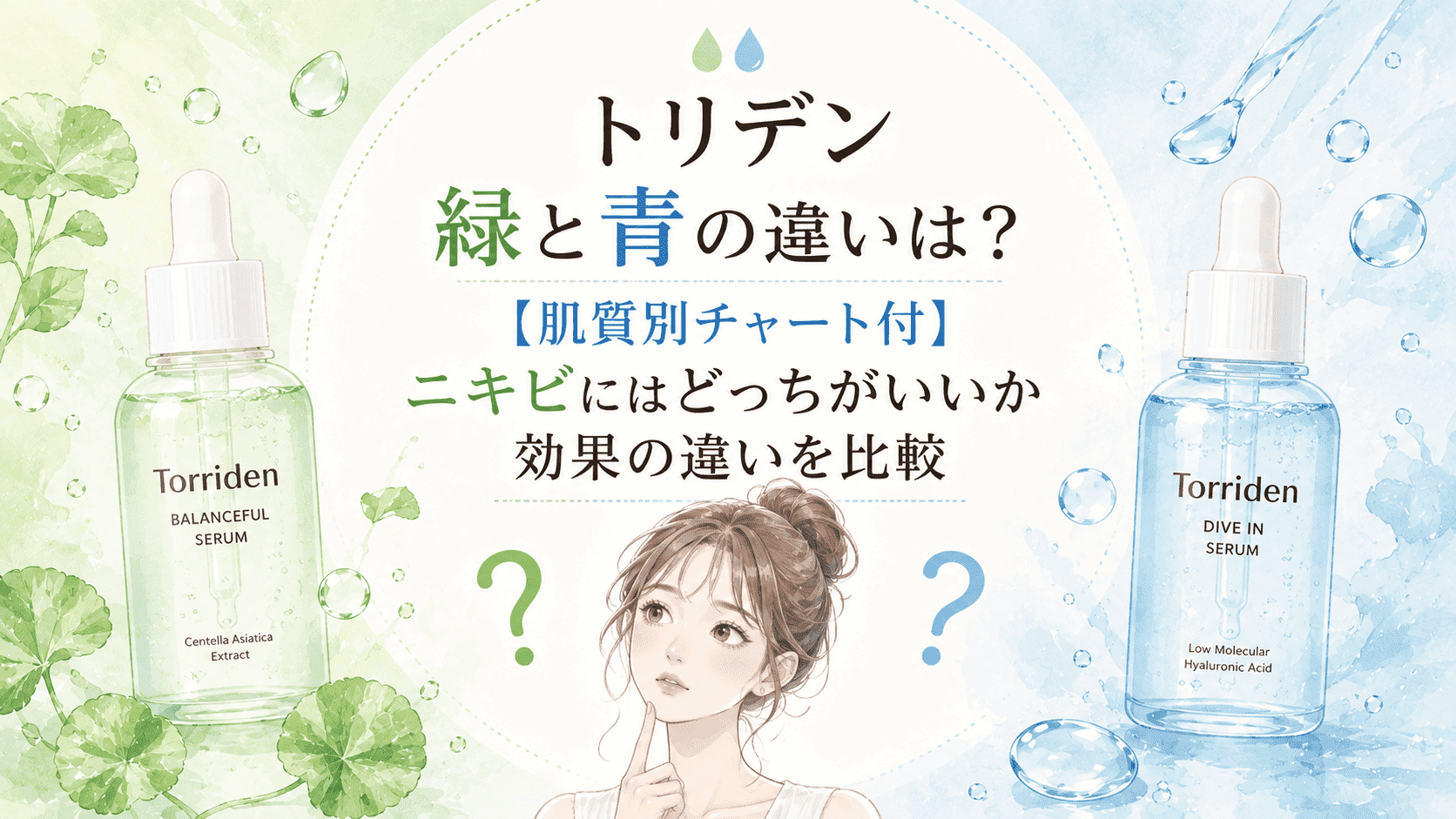 トリデン緑と青の違いは?肌質別チャート付ニキビにはどっちがいいか効果の違いを比較