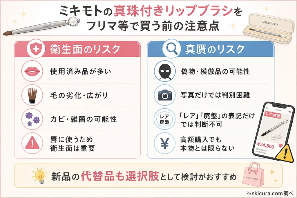 真珠付きのミキモト製リップブラシやミラーセットをフリマで買うリスク