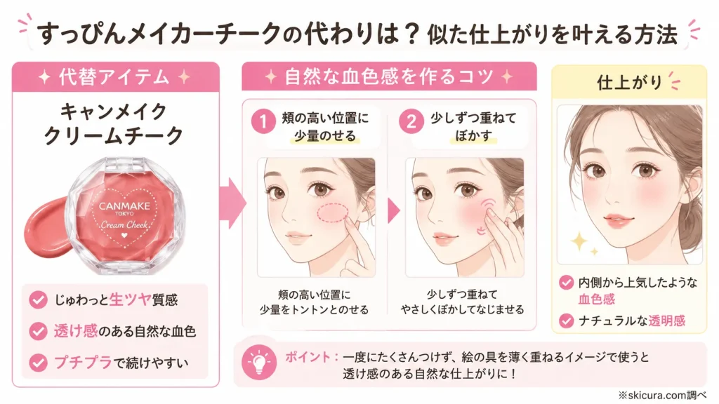 販売終了したすっぴんメイカーのチーク＆リップに似てるプチプラコスメを厳選！