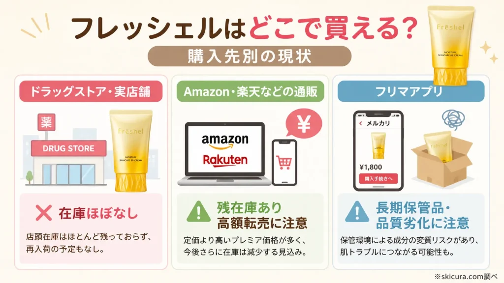 ドラッグストアや通販で買える?フレッシェルの現在の取扱店舗と在庫状況
